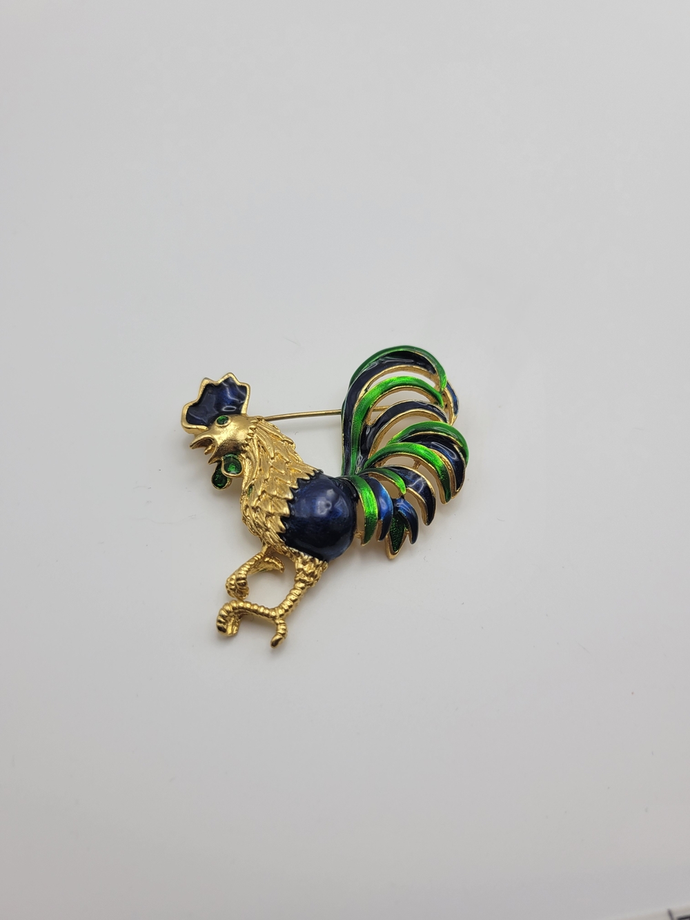 Vintage 1970s Gerrys Gold Tone Enamel Rooster Brooch